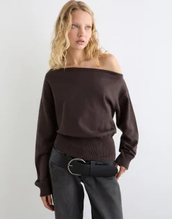 Jalira Asymmetric Jumper in Brown