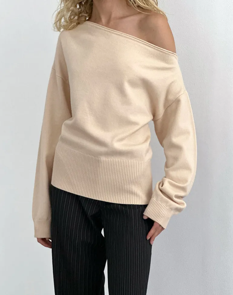 Jalira Asymmetric Jumper in Cream