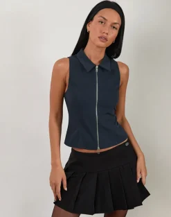 Janae Vest Top in Tailoring Navy