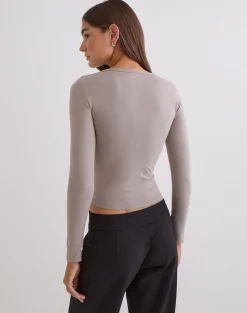 Janana Long Sleeve Top in Cotton Moon Rock