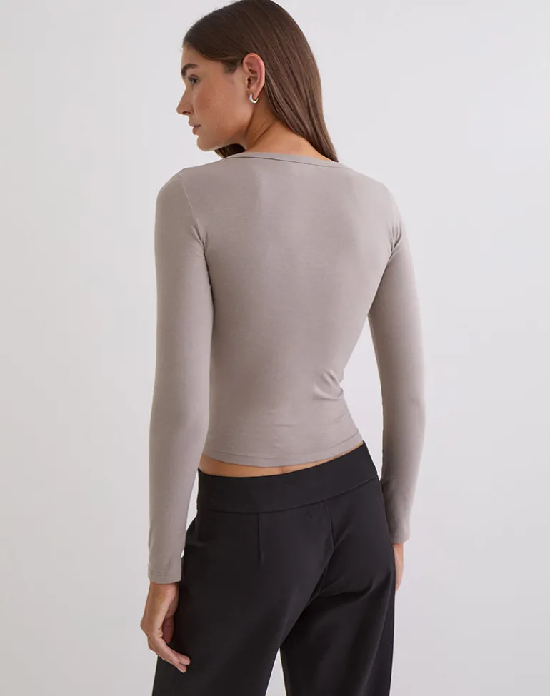 Janana Long Sleeve Top in Cotton Moon Rock