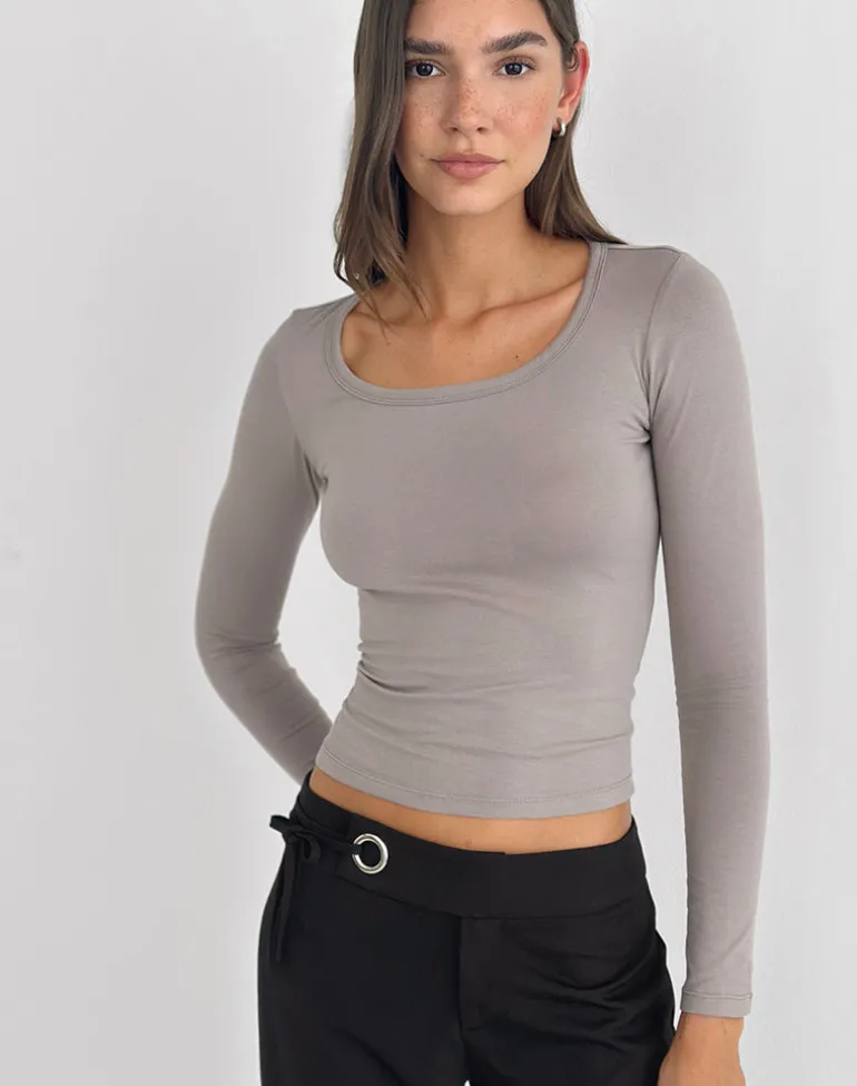 Janana Long Sleeve Top in Cotton Moon Rock