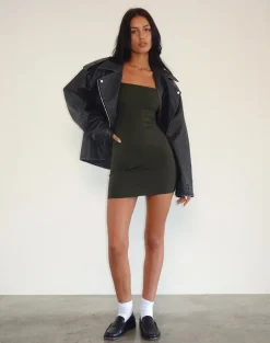 Janjisu Bodycon Mini Dress in Olive