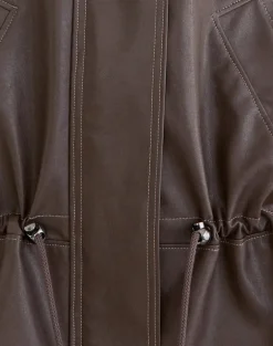 Jannik Jacket in PU Dark Brown