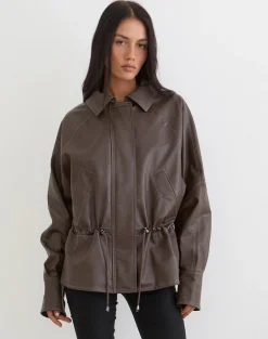 Jannik Jacket in PU Dark Brown