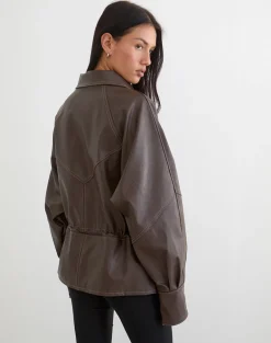 Jannik Jacket in PU Dark Brown