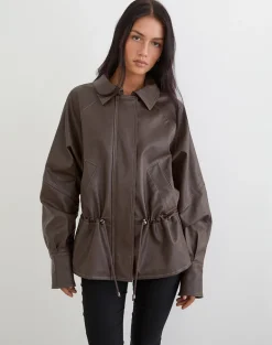 Jannik Jacket in PU Dark Brown