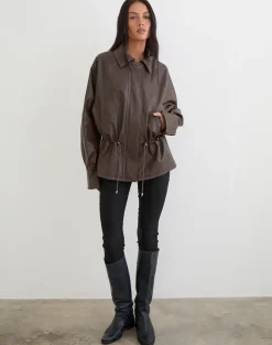 Jannik Jacket in PU Dark Brown