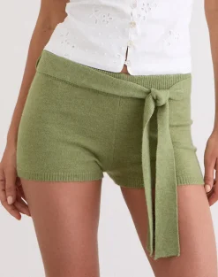 Jarona Hot Pant with Tie Belt in Knit Olive