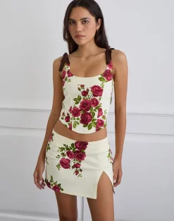 Jatmi Corset Top in Bouquet Roses Cream