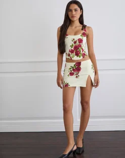 Jatmi Corset Top in Bouquet Roses Cream