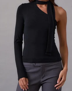 Jayahe One Sleeve Top in Rayon Jersey Black