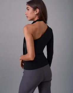 Jayahe One Sleeve Top in Rayon Jersey Black