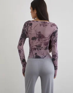 Jaydra Top in Flock Shadow Flower Purple