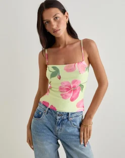 Jefita Cami Top in Watercolour Hibiscus Yellow