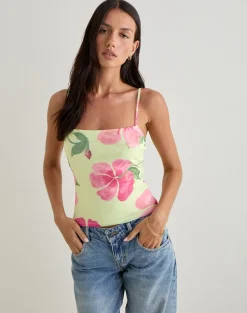 Jefita Cami Top in Watercolour Hibiscus Yellow