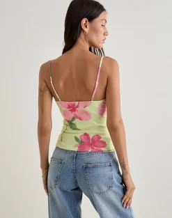 Jefita Cami Top in Watercolour Hibiscus Yellow