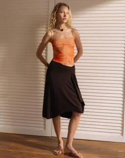 Jefita Cami Top in Watercolour Hibiscus Orange