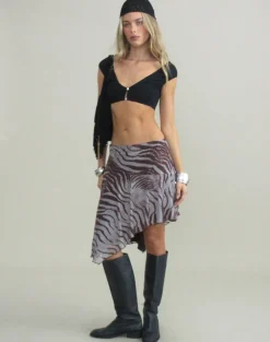 Jenny Midi Skirt in Printed Mesh Wild Animal Brown