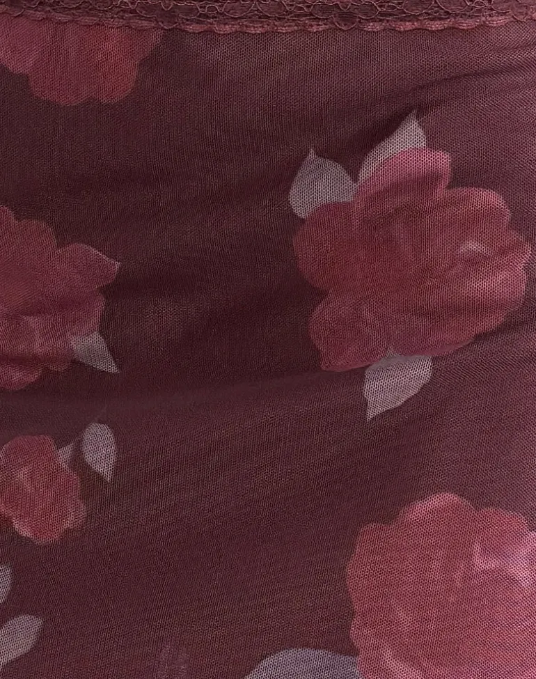 Jeor Mini Skirt in Blooming Rose Burgundy