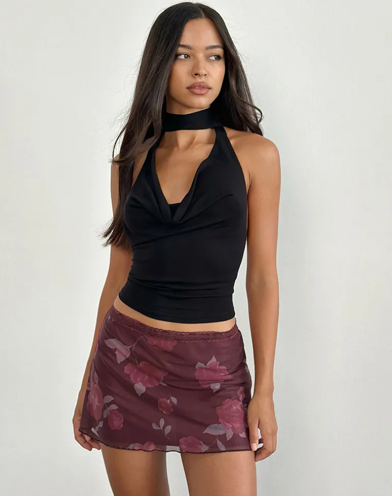 Jeor Mini Skirt in Blooming Rose Burgundy