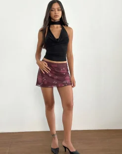 Jeor Mini Skirt in Blooming Rose Burgundy