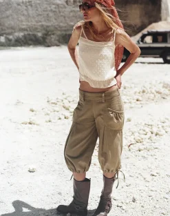 Jetlyn Top in Dobby Chiffon Cream with Lace Panel