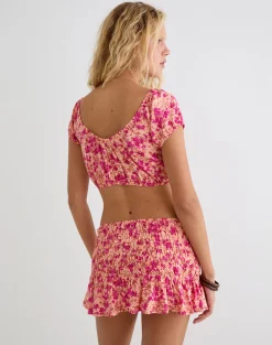 Jiha Top in Dark Wild Flower Cantaloupe