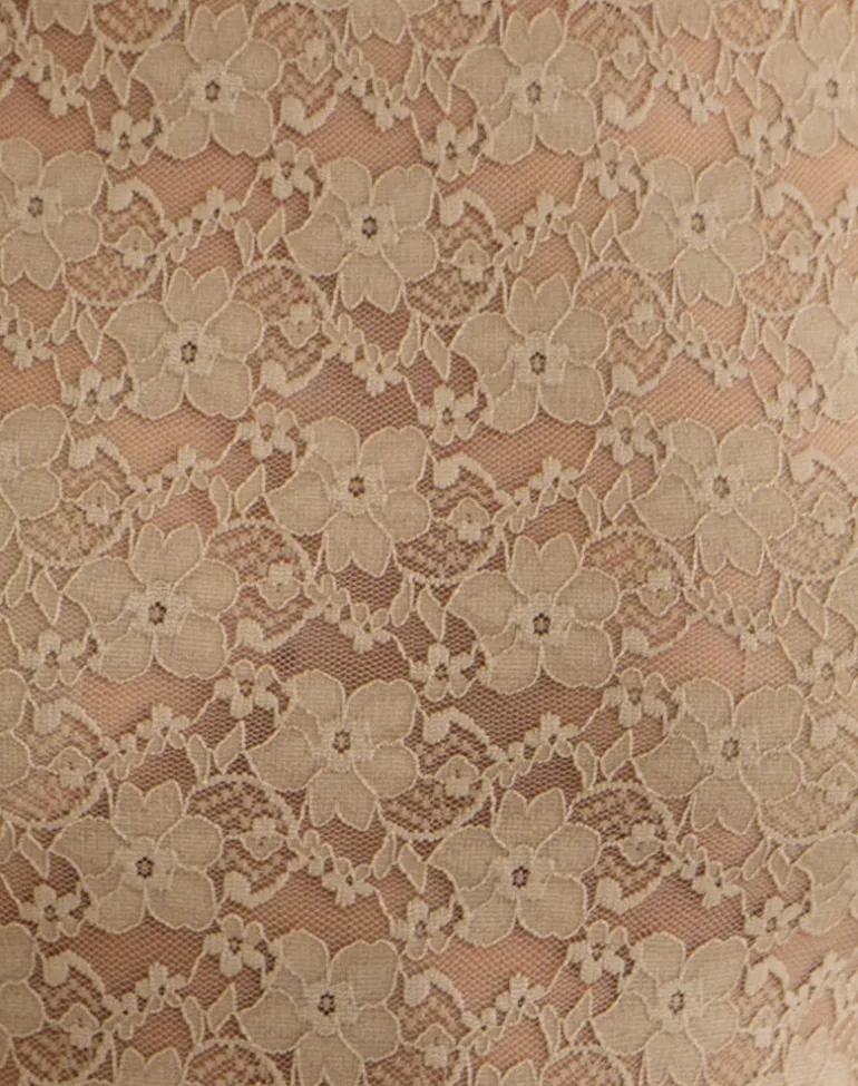 Jiwon Keyhole Top in Lace Khaki