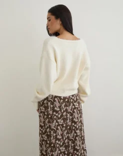 Jiyo Gathered Cardigan in Knit Ivory