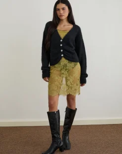 Jiyo Gathered Cardigan in Knit Black