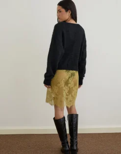 Jiyo Gathered Cardigan in Knit Black