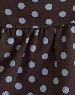 Jolea Pleated Mini Skirt in Mono Polka Brown