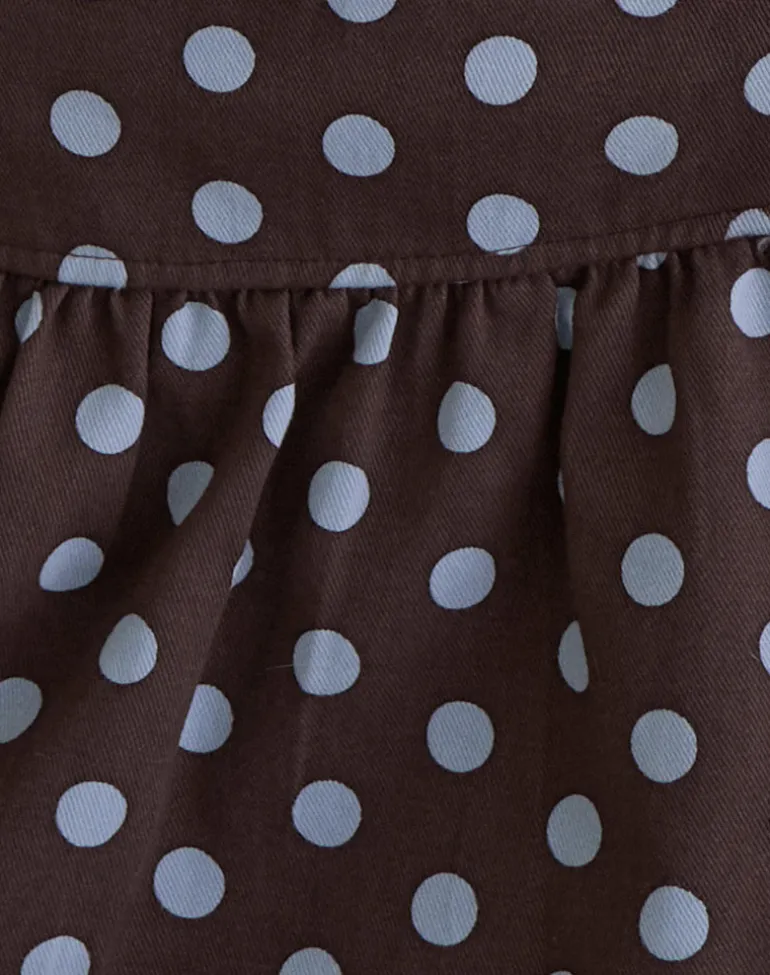Jolea Pleated Mini Skirt in Mono Polka Brown