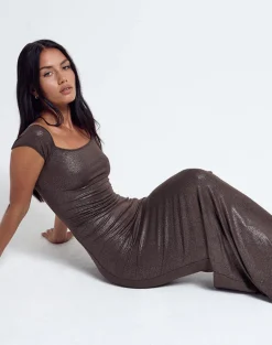 Jolita Maxi Dress in Brown Shimmer