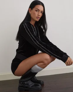 Jona Hoodie in Black with Rar Leopard Pipping