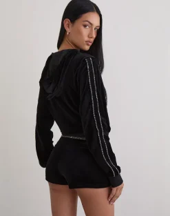 Jona Hoodie in Black with Rar Leopard Pipping
