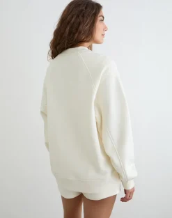 Jorai Sweater in Winter White with Tonal M Embroidery