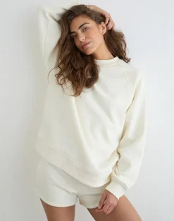 Jorai Sweater in Winter White with Tonal M Embroidery