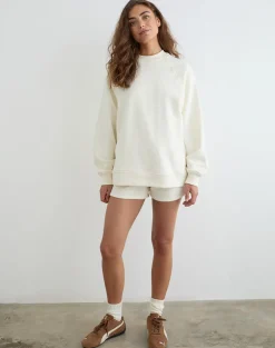 Jorai Sweater in Winter White with Tonal M Embroidery