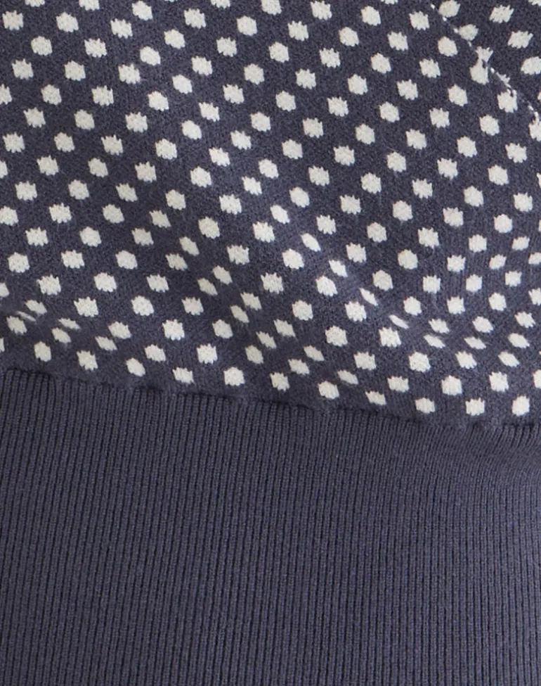 Josina Top in Knit Compact Polka Grey and Ivory