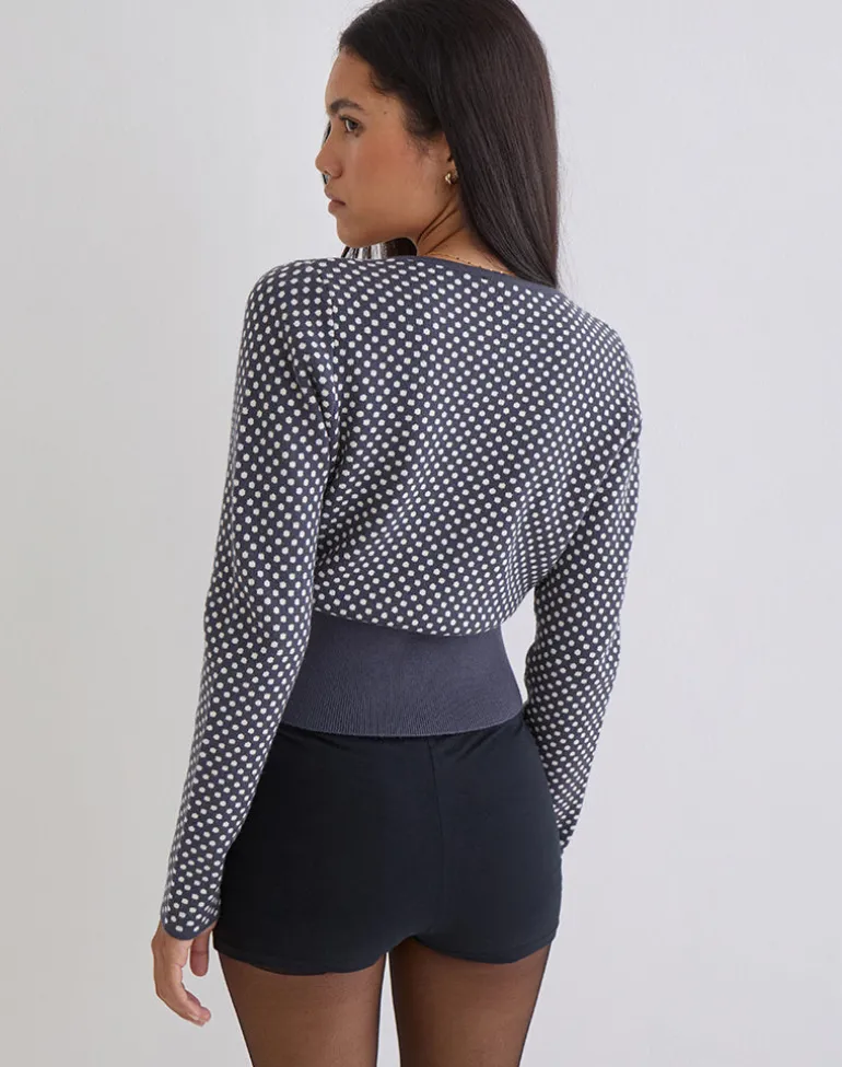 Josina Top in Knit Compact Polka Grey and Ivory