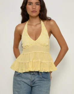 Juanita Frill Halterneck Top in Yellow