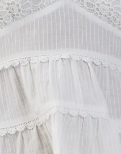 Juanita Frill Halterneck Top in Crochet White