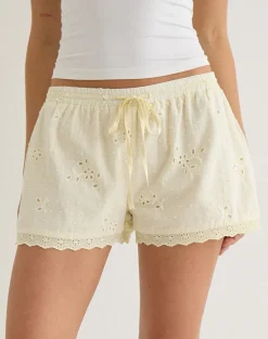 Judy Boxer Short in Broderie Lemon