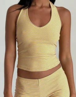 Jules Top in Stripe Jersey Yellow Grey