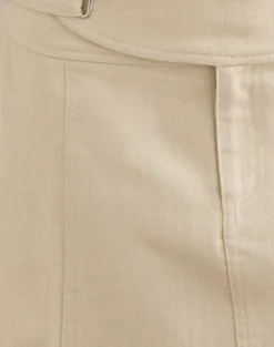 Julis Buckle Waist Mini Skirt in Twill Beige