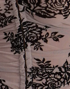Jumah Top in Taupe Grey with Bold Floral Flock