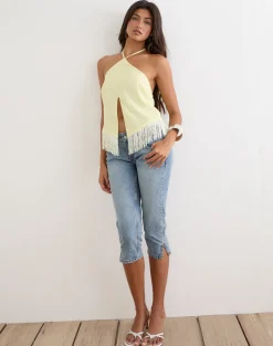 Junaya Top in Lemon with Vintage Bloom Embroidery