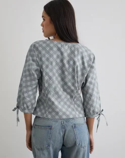 Kadeka Shirt in Poplin Oblique Check Grey
